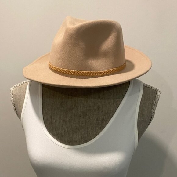 Tan Wool Fedora Hat with Rope Detail, Size 57cm, Classic Casual Style - Picture 8 of 13